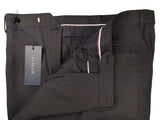 Luigi Bianchi Lubiam Trousers 40 Charcoal Brown Pleated front Straight Leg Wool