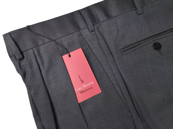 Luigi Bianchi Trousers 38 Blue-Grey Pleated front Straight Leg Wool