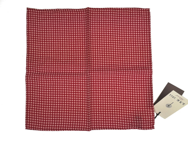 LBM 1911 Pocket Square Vanilla/Red Dogtooth Check Pure Wool