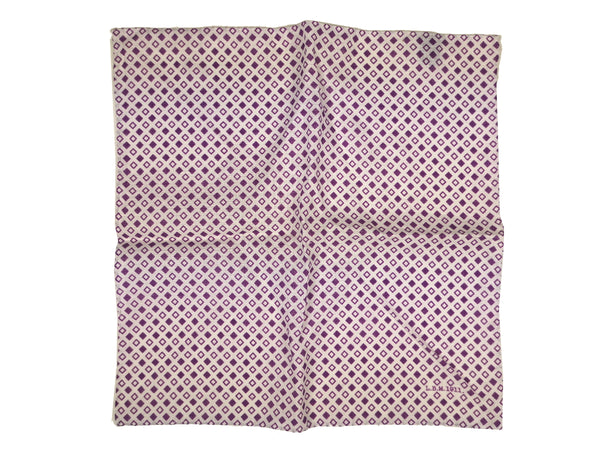 LBM 1911 Pocket Square White with Violet Diamonds Linen/Ramie