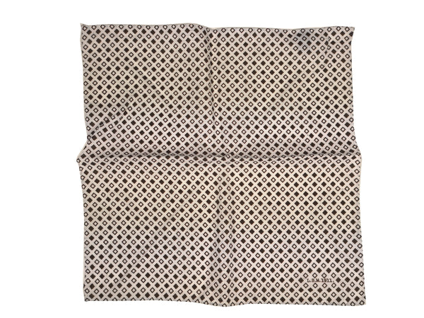 LBM 1911 Pocket Square White with Brown Diamonds Linen/Ramie