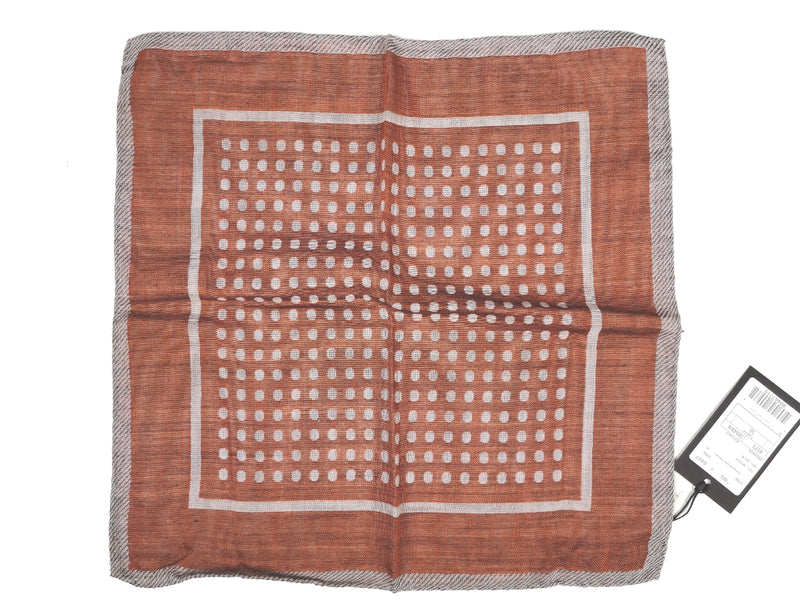 LBM 1911 Pocket Square Soft Orange with Cement Dots Wool/SIlk