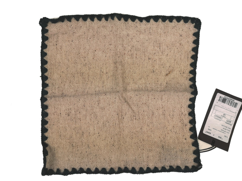 LBM 1911 Pocket Square Oatmeal Beige with Stitched Edge Wool/SIlk Blend