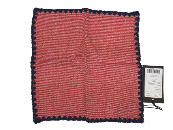 LBM 1911 Pocket Square Soft Red Stitched Edge Wool/SIlk Blend