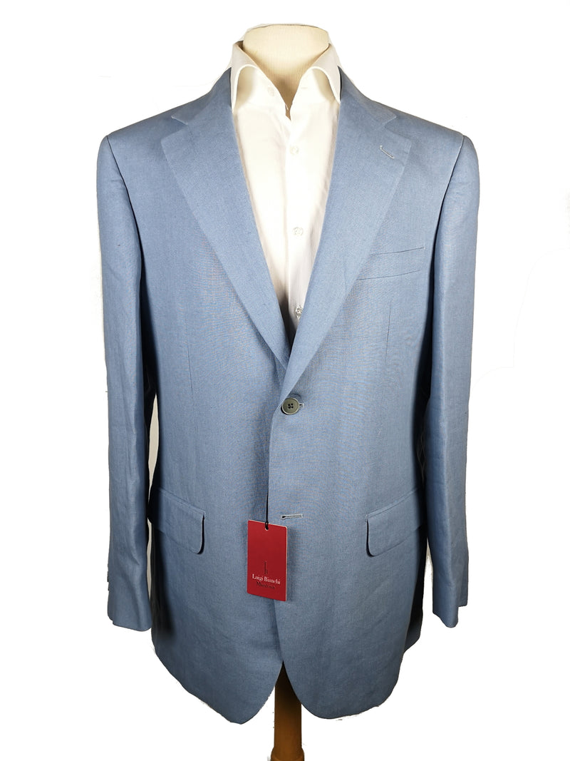 Luigi Bianchi Suit 41/42R Sky Blue 2-Button Pure Linen