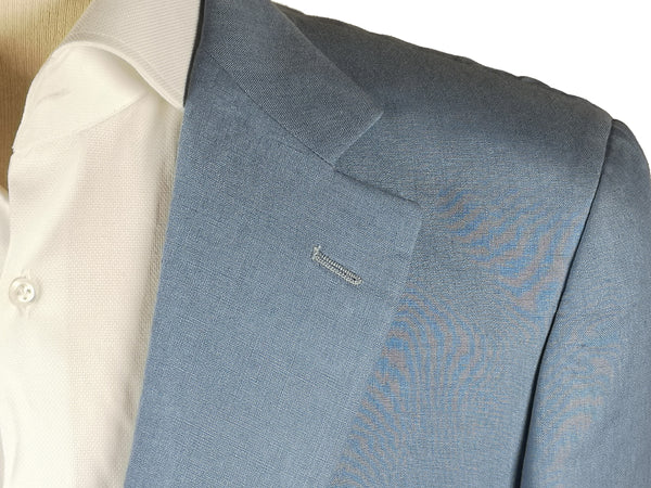 Luigi Bianchi Suit 41/42R Sky Blue 2-Button Pure Linen