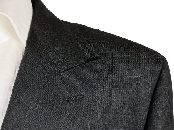 Luigi Bianchi Suit 42R Charcoal Soft Plaid Double Breasted Wool Reda