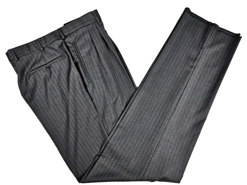 Luigi Bianchi LUBIAM Suit 42R Mid Grey Sky Striped Double breasted Wool REDA