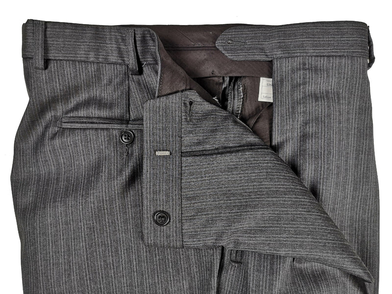 Luigi Bianchi LUBIAM Suit 42R Mid Grey Sky Striped Double breasted Wool REDA
