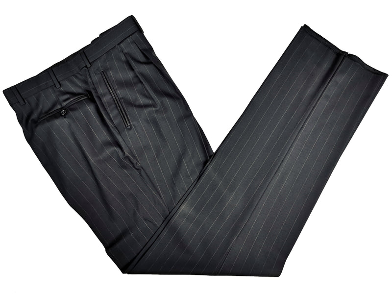 Luigi Bianchi LUBIAM Suit 40L Navy Pinstripes Double Breasted Wool