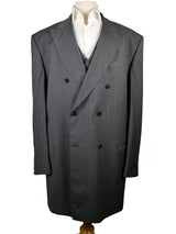 Luigi Bianchi LUBIAM 3 Piece Suit 50L Mid grey sky striped Double breasted Pure wool