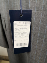 Luigi Bianchi LUBIAM 3 Piece Suit 50L Mid grey sky striped Double breasted Pure wool