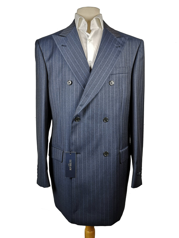 Luigi Bianchi LUBIAM Suit 42L Dark blue pinstripes Double breasted Pure wool