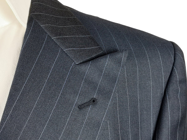 Luigi Bianchi LUBIAM Suit 42L Dark blue pinstripes Double breasted Pure wool