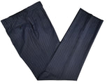 Luigi Bianchi LUBIAM Suit 42L Dark blue pinstripes Double breasted Pure wool