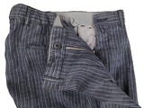 Luigi Bianchi LBM Suit 40R Jeans Blue Striped 2-button Linen/Cotton