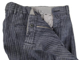 Luigi Bianchi LBM Suit 46R Jeans Blue Striped 2-button Linen/Cotton