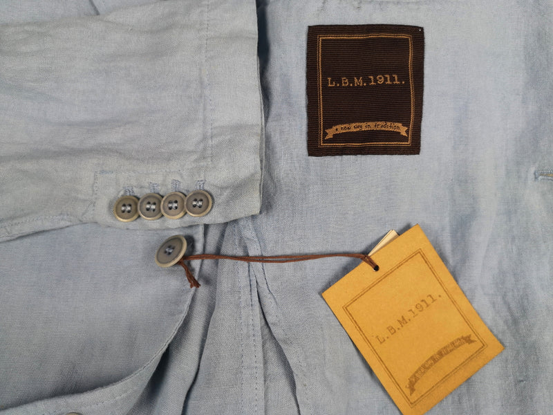 Luigi Bianchi Suit LBM 1911 38R Sky Blue 3 Rolling 2-Button Pure Linen