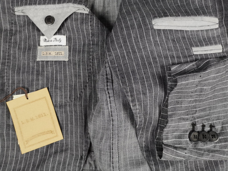 Luigi Bianchi LBM Suit 42R Greyish Blue Striped 2-button Linen/Cotton
