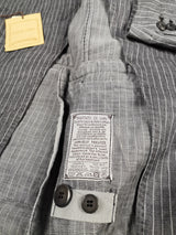 Luigi Bianchi LBM Suit 42R Greyish Blue Striped 2-button Linen/Cotton