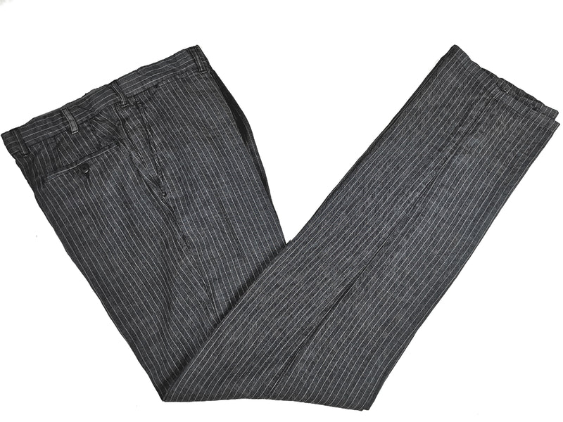 Luigi Bianchi LBM Suit 42R Greyish Blue Striped 2-button Linen/Cotton