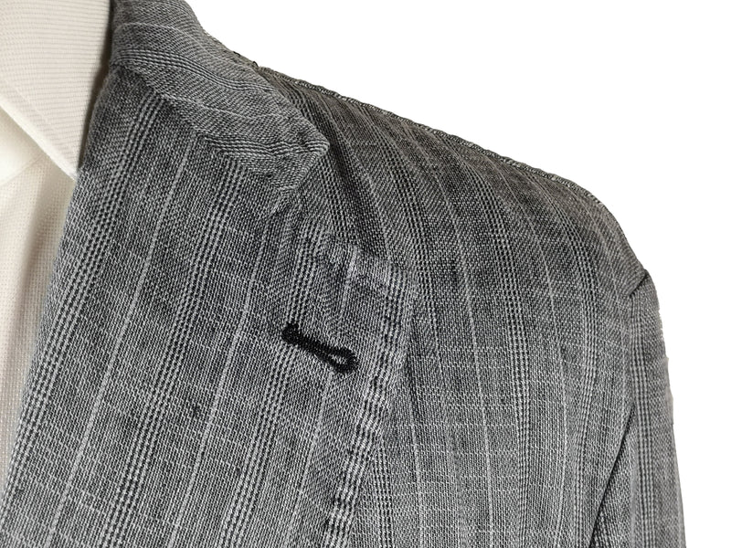 Luigi Bianchi LBM Suit 44R Blue/White Multi-Striped 2-button Linen/Cotton