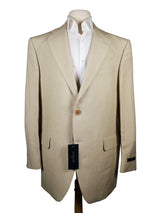 Luigi Bianchi LUBIAM Suit 46R Light Tan with White stripes 2-Button Linen/Silk