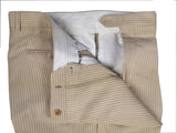 Luigi Bianchi LUBIAM Suit 40L Light Tan with White stripes 2-Button Linen/Silk