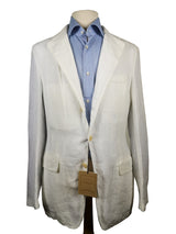 Luigi Bianchi Suit LBM 1911 38R/38L White 3 Rolling 2-Button Pure Linen