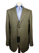 Luigi Bianchi Suit 40R Olive Green 2-Button Pure Linen