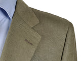 Luigi Bianchi Suit 43/44R Olive Green 2-Button Pure Linen