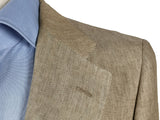 Luigi Bianchi Suit 43/44R Tan Herringbone 2-Button Heavy Linen