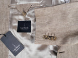 Luigi Bianchi Suit 43/44R Tan Herringbone 2-Button Heavy Linen