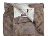 Luigi Bianchi Suit 40R Light Tan with White stripes 2-Button Wool/Linen