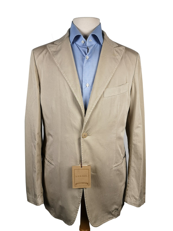 Luigi Bianchi Suit LBM 1911 40R/40L Tan Peak Lapel 2-Button Pure Cotton