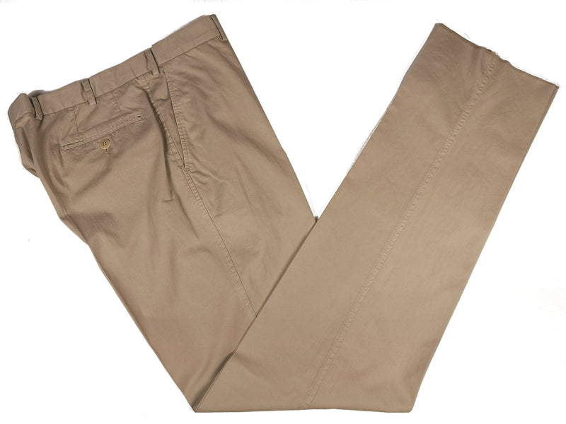 Luigi Bianchi Suit LBM 1911 40R/40L Tan Peak Lapel 2-Button Pure Cotton
