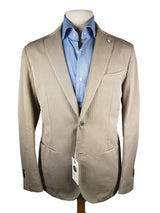 LBM 1911 Suit 39R/40R Beige Herringbone 2-Button Cotton/Silk