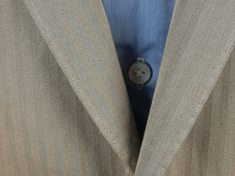 LBM 1911 Suit 39R/40R Beige Herringbone 2-Button Cotton/Silk