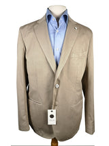 LBM 1911 Suit 44R/45R Beige Herringbone 2-Button Cotton/Silk