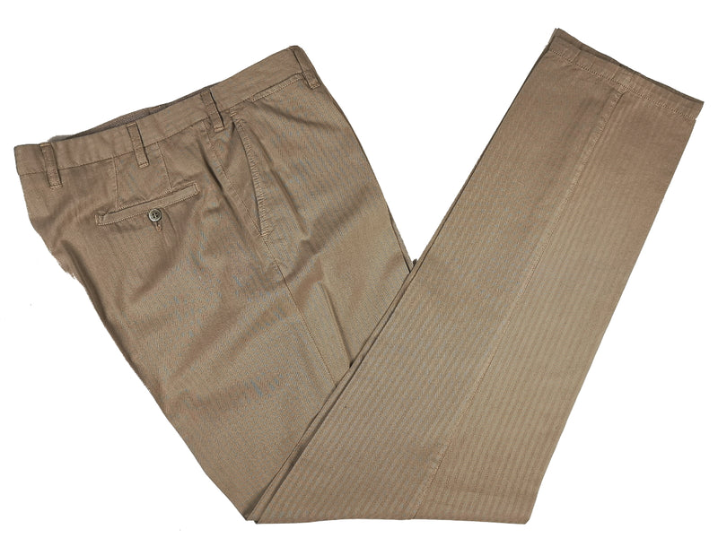 LBM 1911 Suit 41R/42R Beige Herringbone 2-Button Cotton/Silk