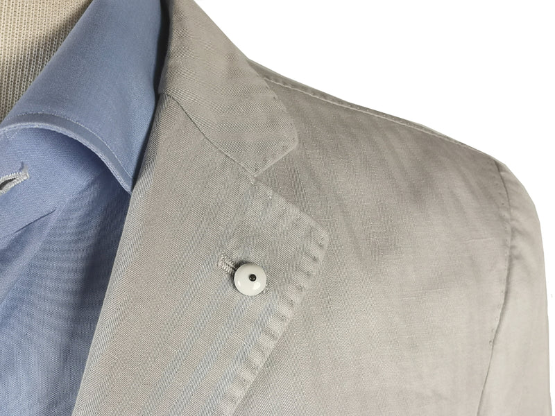 LBM 1911 Suit Light Stone Herringbone 3-Button Cotton/Linen