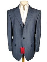 Luigi Bianchi Suit 40R Slate Blue Stripes 3-Button Linen/Wool