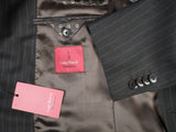 Luigi Bianchi Suit 40R Espresso Brown Stripe 3-Button Pure Wool