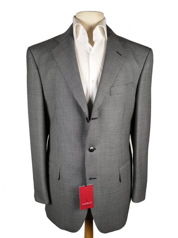 Luigi Bianchi Suit 40R Black/White Puppytooth Check 3-Button Pure Wool