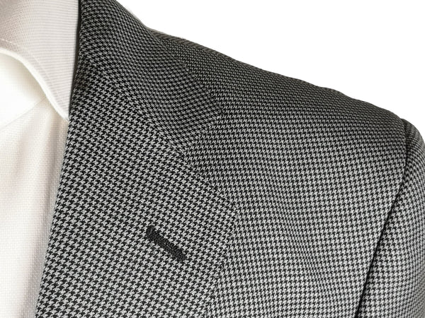 Luigi Bianchi Suit 40R Black/White Puppytooth Check 3-Button Pure Wool