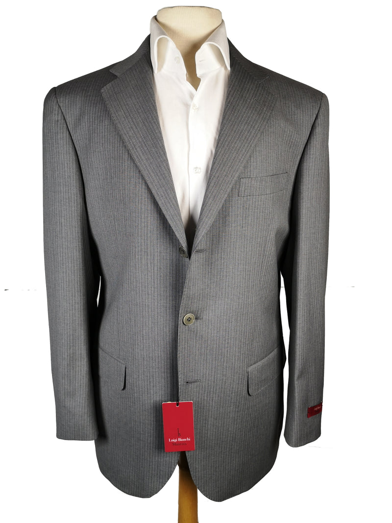 Luigi Bianchi Suit 40R Light Grey Striped 3-Button 130's Wool Guabello