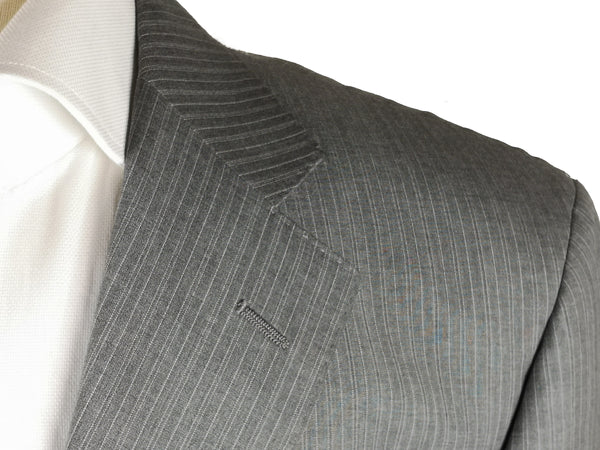 Luigi Bianchi Suit 40R Light Grey Striped 3-Button 130's Wool Guabello