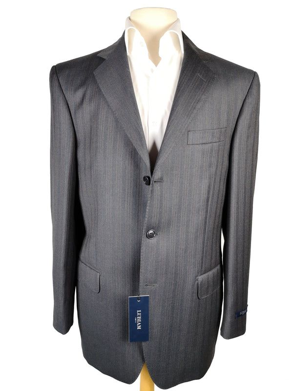 Luigi Bianchi Lubiam Suit 40R Earthy Grey Tan Stripes 3-Button 110's Wool