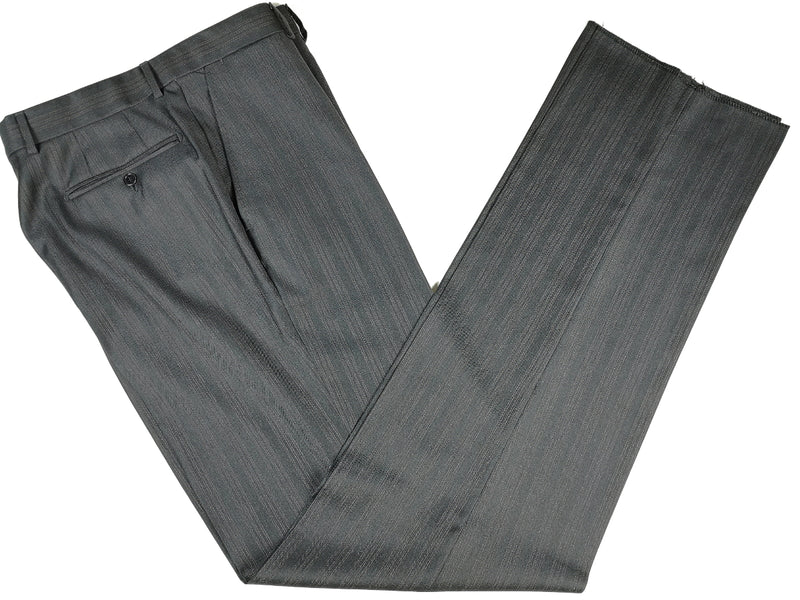 Luigi Bianchi Lubiam Suit 40R Earthy Grey Tan Stripes 3-Button 110's Wool