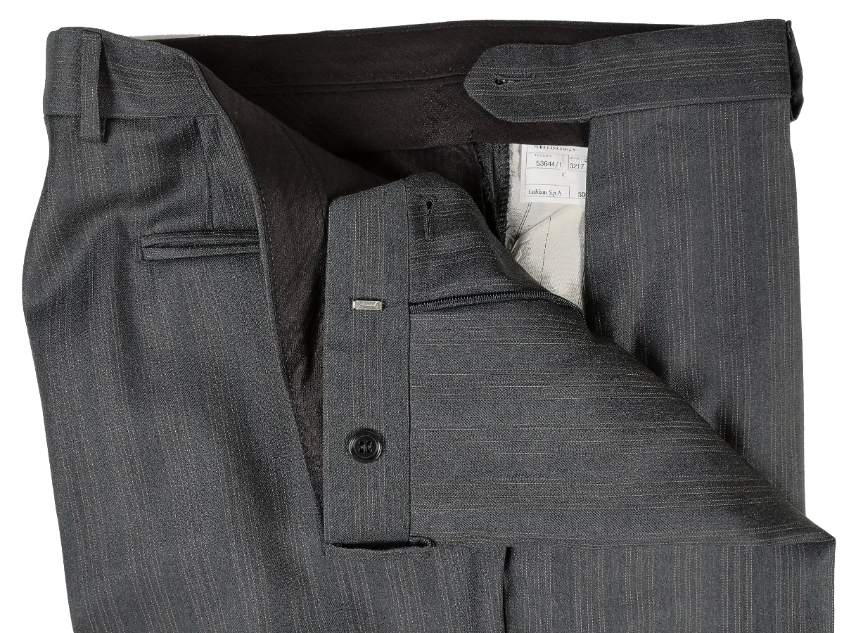 Luigi Bianchi Lubiam Suit 40R Earthy Grey Tan Stripes 3-Button